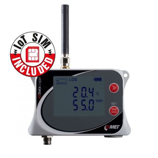 Obrázok z Spoľahlivý datalogger teploty, vlhkosti pre externú sondu a IoT SIM kartou s internou pamäťou a CLOUD alebo databázou - Comet System U3121Msim